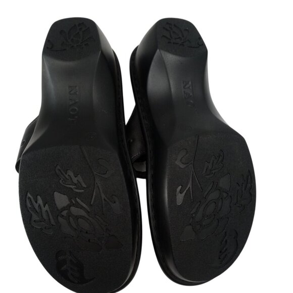 Naot Black Leather Wedge Beaded Sandals Size 36 US 6 Comfort Rhinestone - Picture 6 of 12